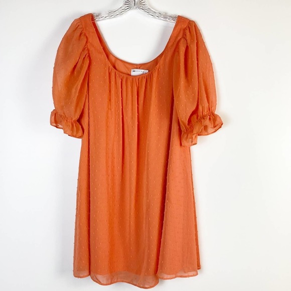 ASOS DESIGN SWISS DOT MINI DRESS CORAL - Picture 1 of 8